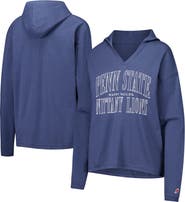 LEAGUE COLLEGIATE WEAR Women's League Collegiate Wear Navy Penn State Nittany Lions Slub Long Sleeve V-Neck Hoodie T-Shirt