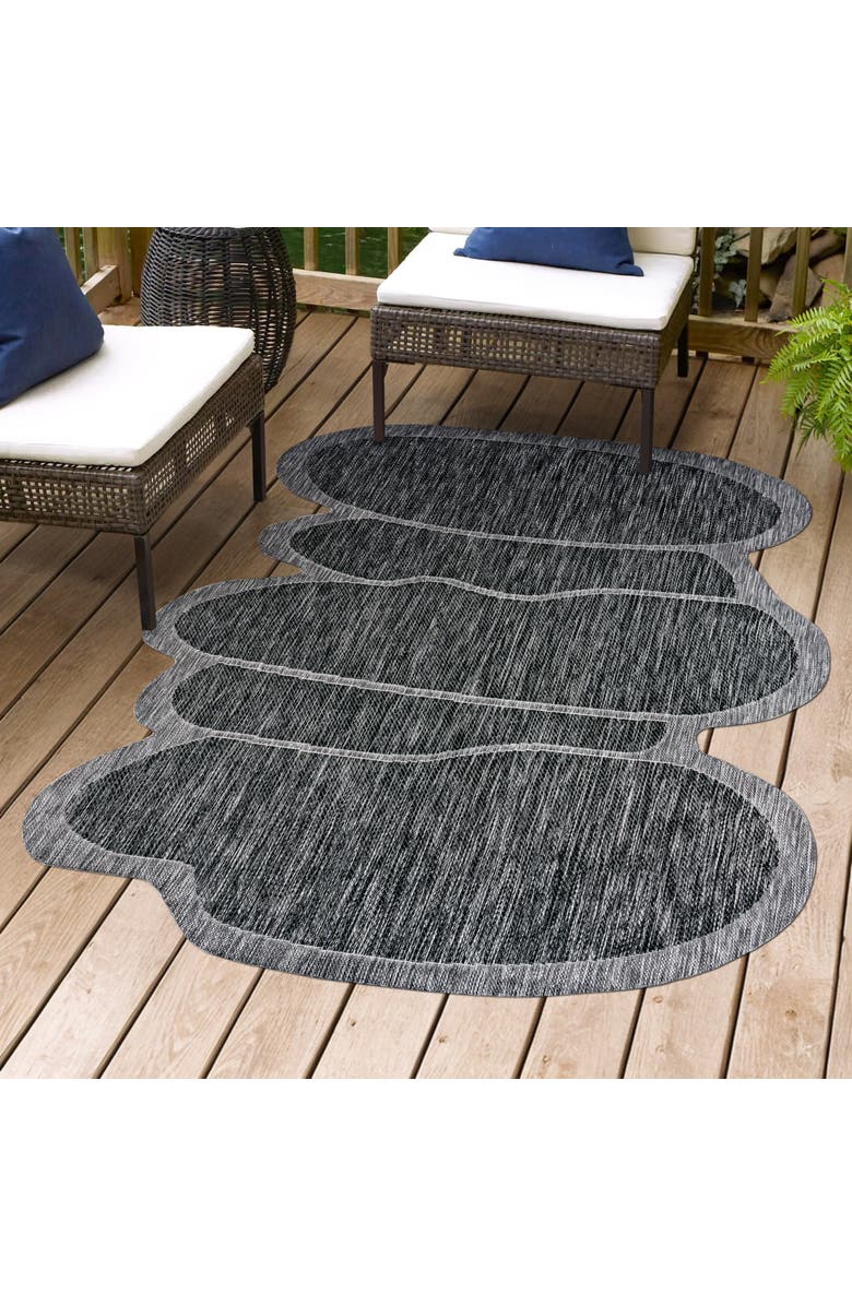 JONATHAN Y Jasper Modern Rustic Abstract Indoor/Outdoor Shaped Area Rug, Alternate, color, Dark Gray/Gray