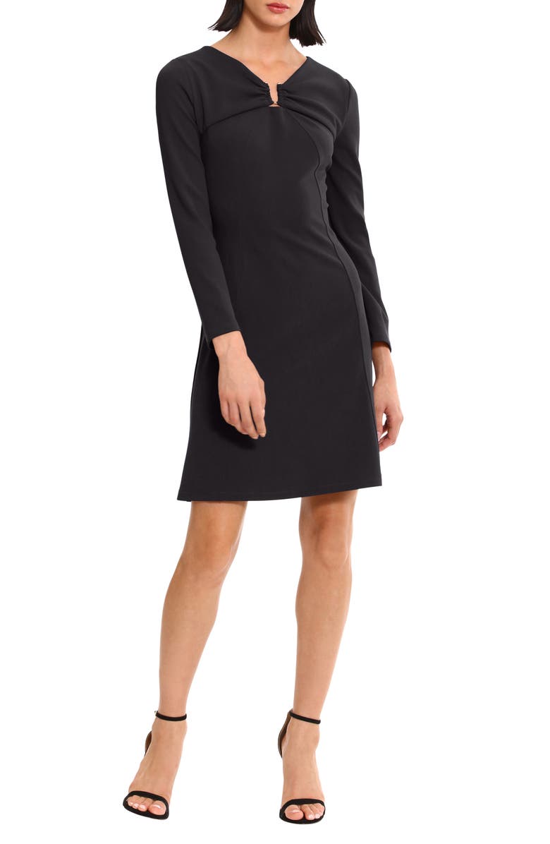 DONNA MORGAN FOR MAGGY U-Hardware Long Sleeve Fit & Flare Dress, Main, color,