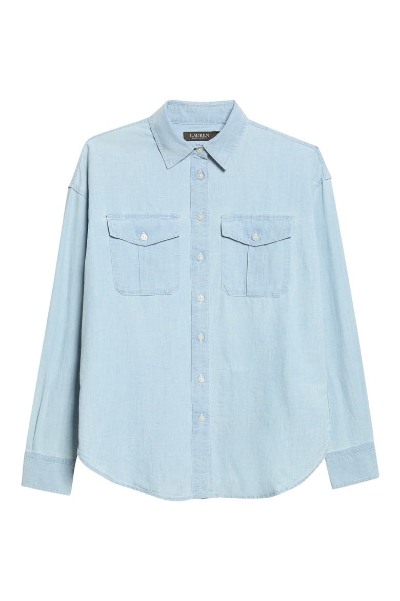 Durrell Cotton Button-Up Shirt, Alternate, color, CHAMBRAY WASH BLUE