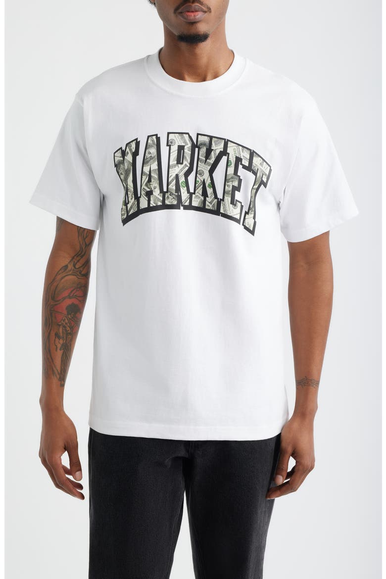 Money Arc Graphic T-Shirt, Main, color, WHITE