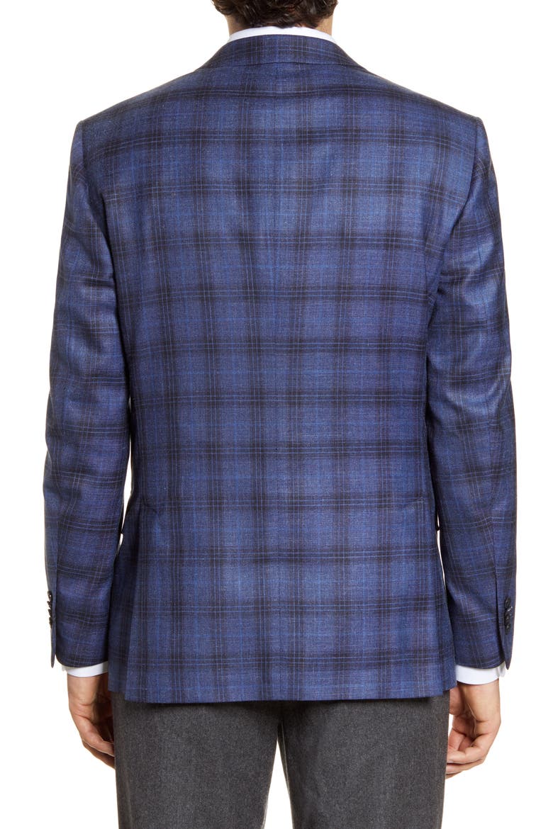 Classic Fit Plaid Stretch Wool Blend Sport Coat, Alternate, color, NAVY