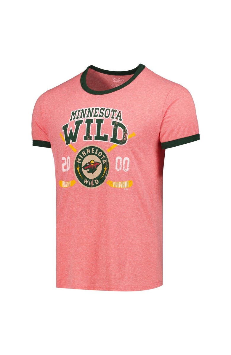 FANATICS Men's Majestic Threads Red Minnesota Wild Buzzer Beater Tri-Blend Ringer T-Shirt, Alternate, color, 