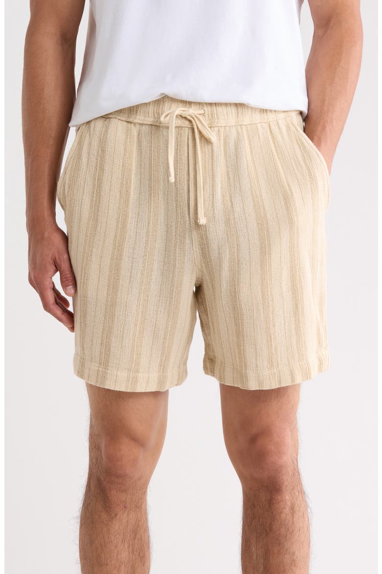 Textured Striped Pull-On Shorts, Main, color, WHITECAP GRAY
