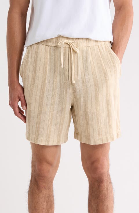 Textured Striped Pull-On Shorts