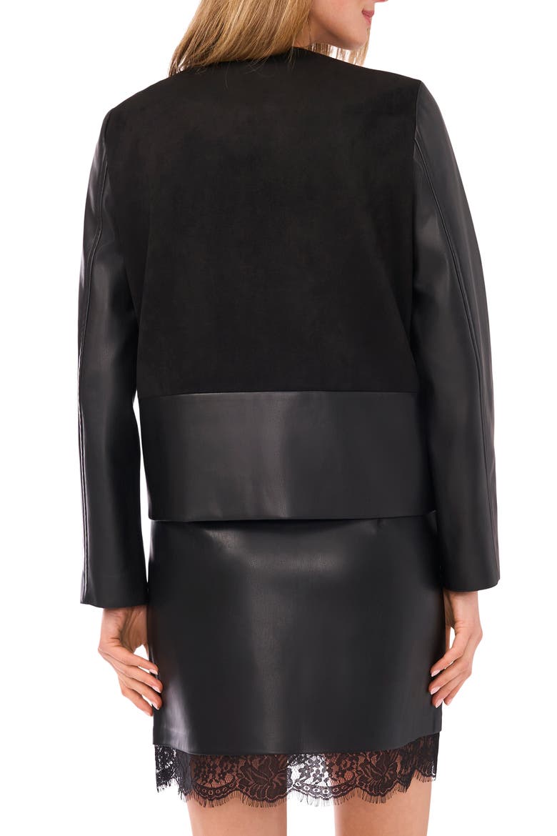 Faux Suede & Faux Leather Jacket, Alternate, color, RICH BLACK