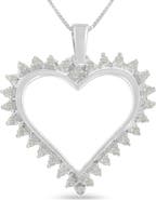 Haus of Brilliance Silver 1/4 cttw 3-Prong Diamond Open Heart 18" Pendant Necklace