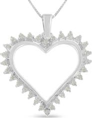 Haus of Brilliance Silver 1/4 cttw 3-Prong Diamond Open Heart 18" Pendant Necklace