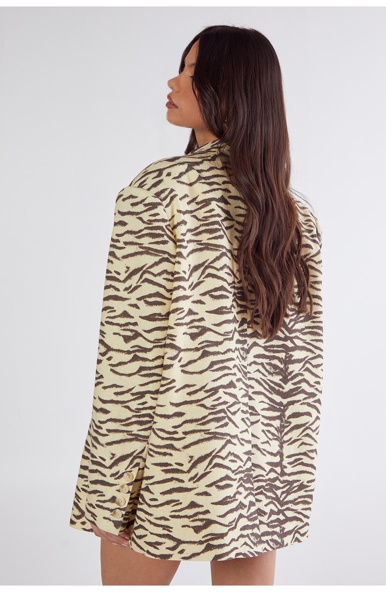 NASTY GAL Zebra Print Oversized Tailored Blazer, Alternate, color, Butter