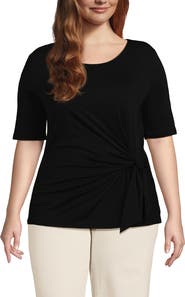 Lands' End Lightweight Jersey Tie Front Top