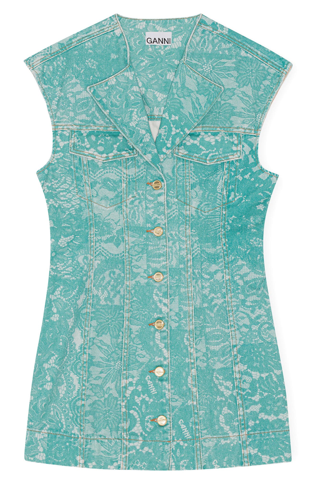 Ganni Floral Organic Cotton Denim Shirtdress (Women) | Nordstromrack