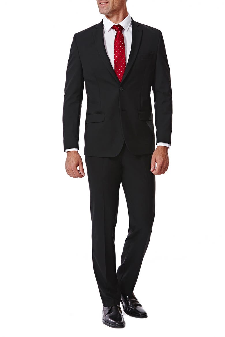 Black Herringbone Ultra Slim Stretch Suit Jacket, Alternate, color, BLACK