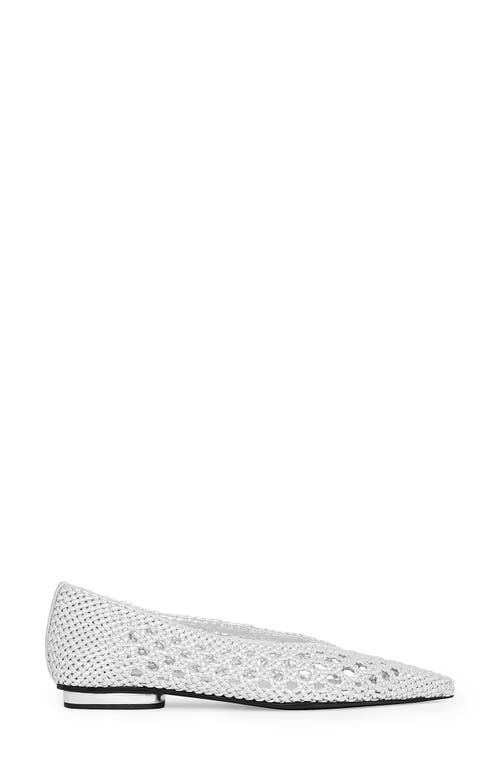 Rebecca Minkoff Bellerina Pointed Cap Toe Flat In Silver