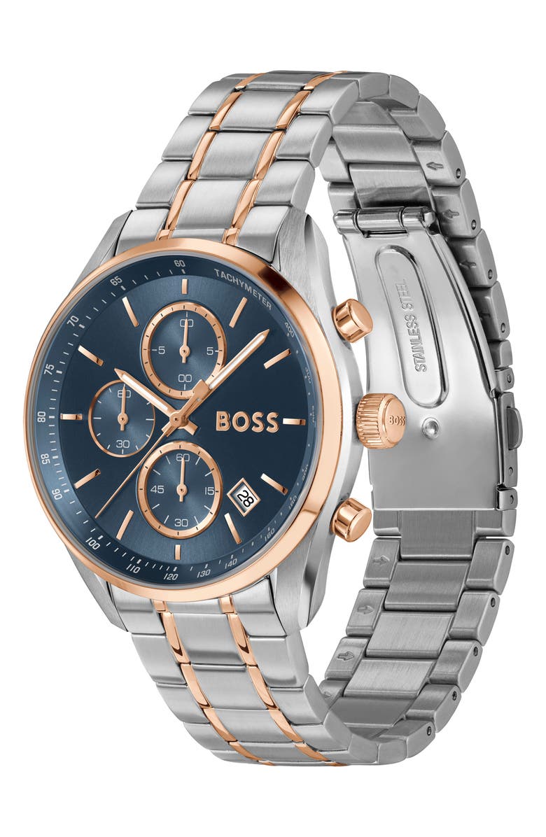 BOSS Grand Prix Chronograph Bracelet Watch, 40mm, Alternate, color, Blue