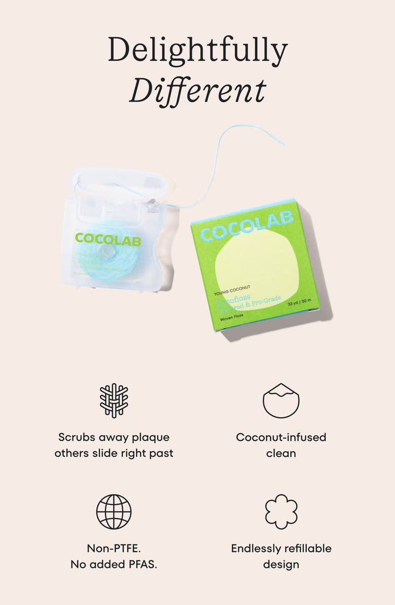 COCOLAB Cocofloss Refillable Coconut Mint Dental Floss, Alternate, color,