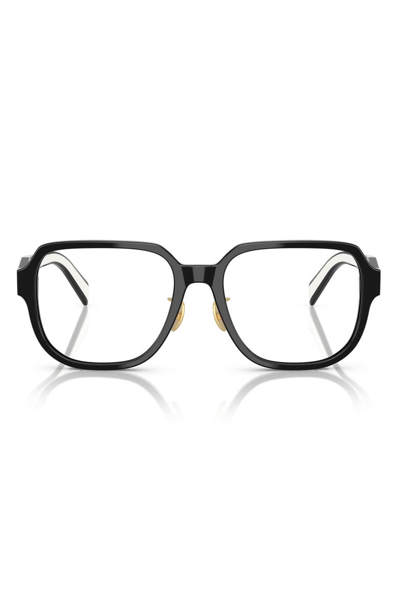 Prada 56mm Pillow Optical Glasses, Main, color, Black