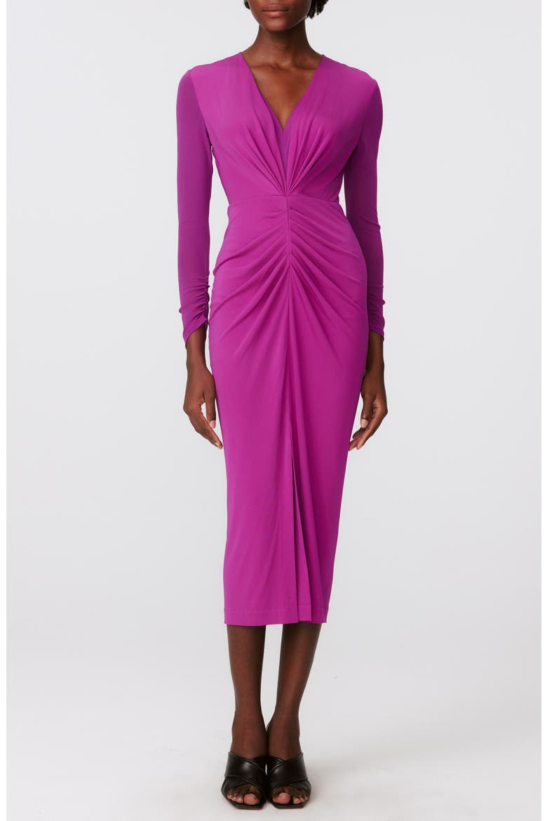 Hades Two-Tone Long Sleeve Midi Dress, Main, color, PURPLE WINE