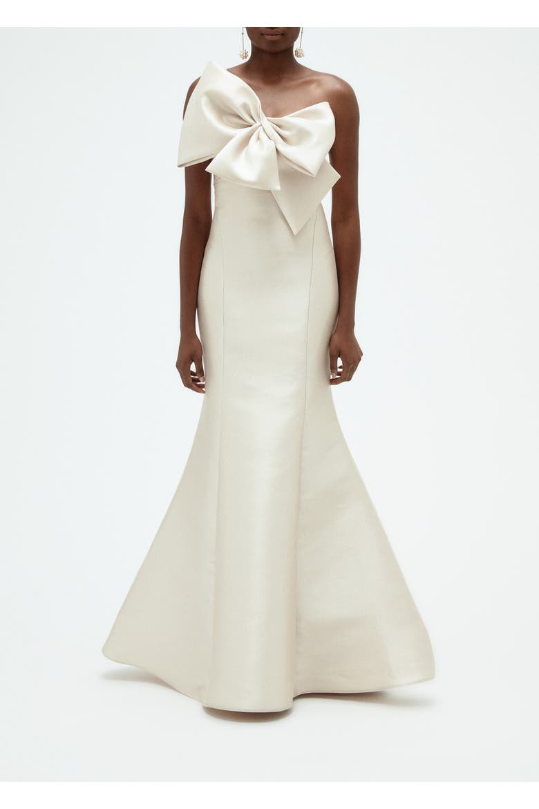 Mikado Twisted Double Bow Gown, Main, color, Champagne