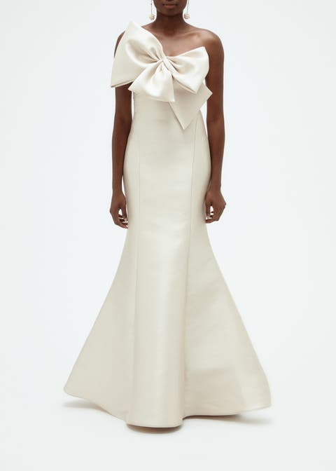 Mikado Twisted Double Bow Gown