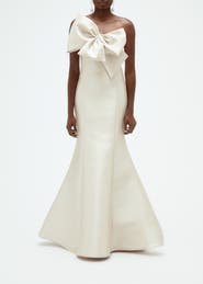 Amsale Mikado Twisted Double Bow Gown