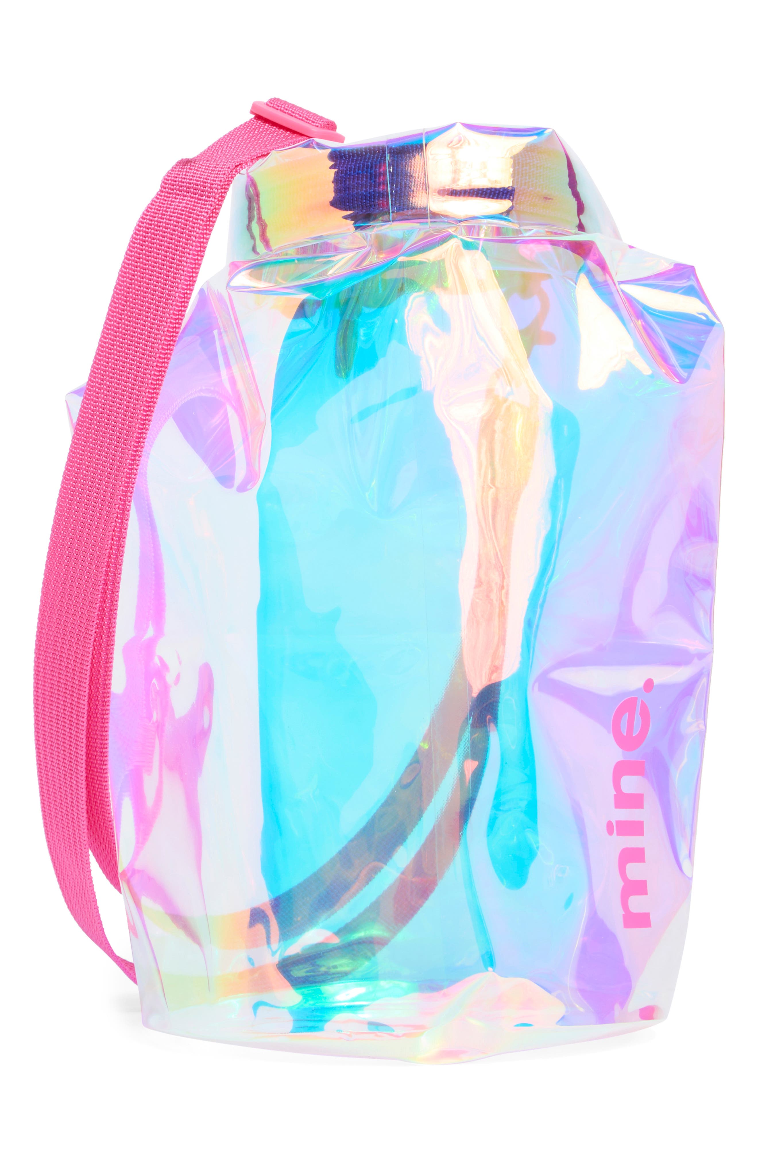 Iridescent Dry Zip Bag, Main, color, HOT PINK