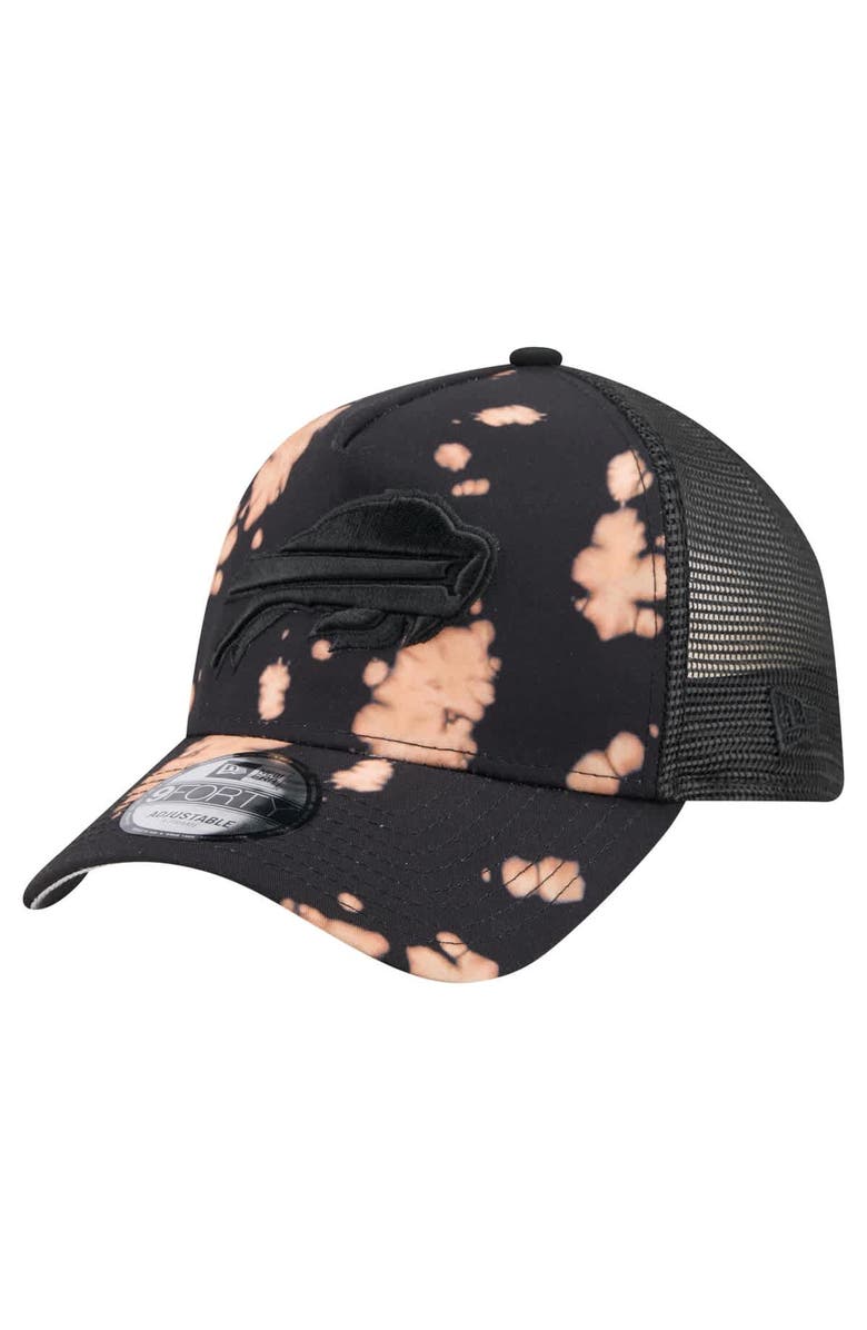 New Era Men's New Era Black Buffalo Bills Bleached 9FORTY A-Frame Adjustable Hat, Main, color, 