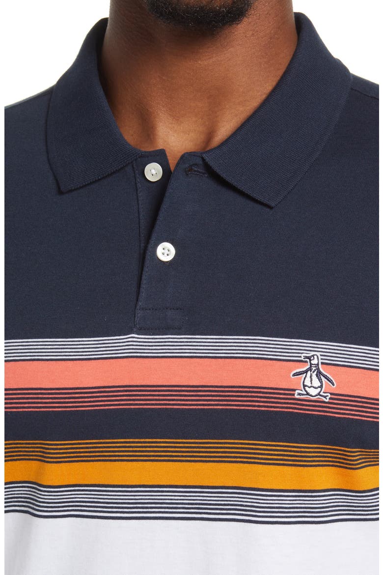 Stripe Colorblock Cotton Polo, Alternate, color, DARK SAPPHIRE