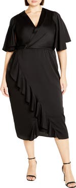 City Chic Holland Sateen Faux Wrap Midi Dress