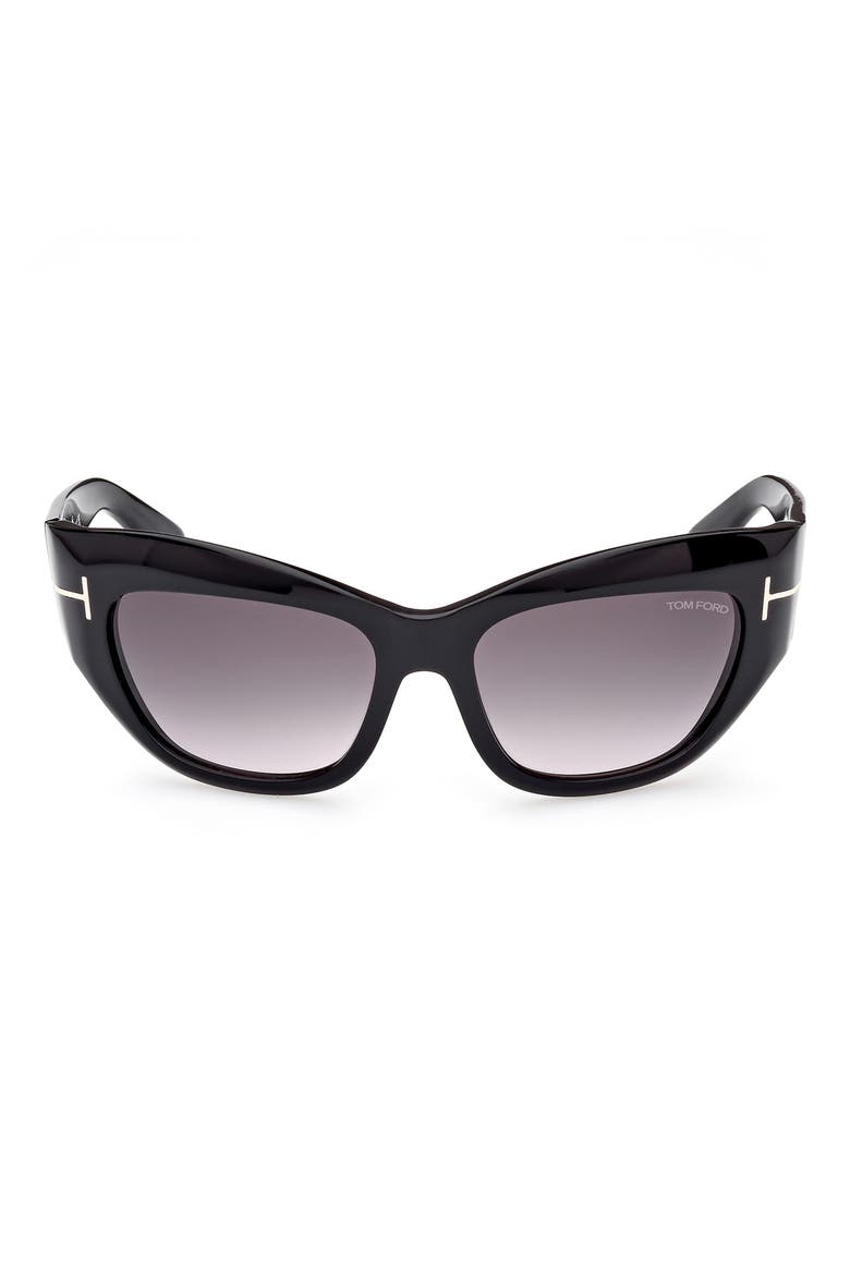 Brianna 55mm Gradient Cat Eye Sunglasses, Main, color, SHINY BLACK / SMOKE PINK