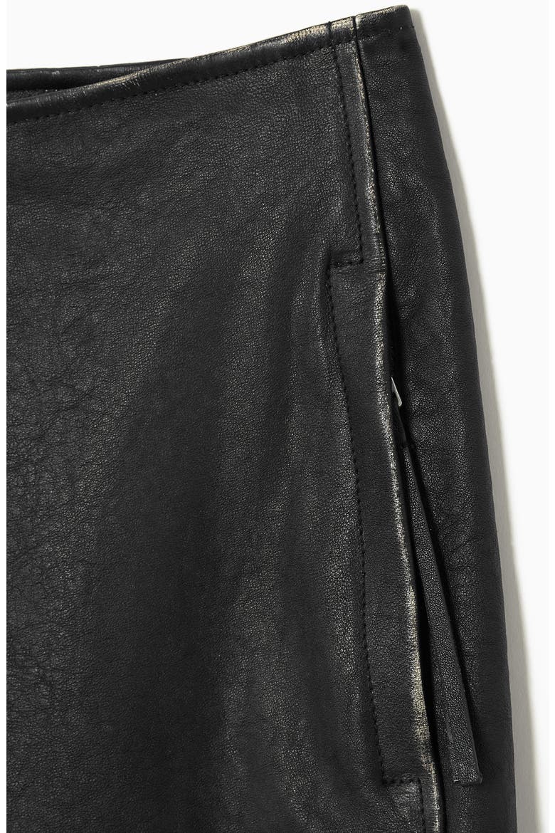 Racer Paneled Leather Skirt, Alternate, color, BLACK DARK