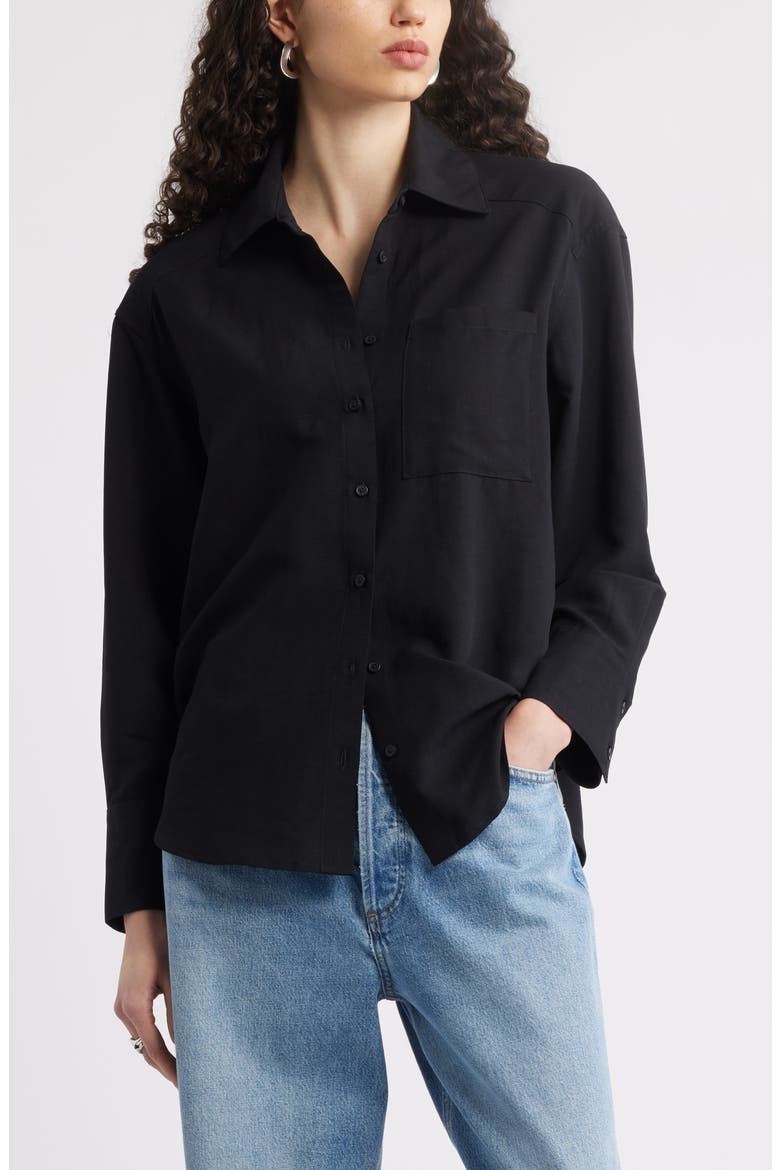 Button-Up Shirt, Main, color, BLACK