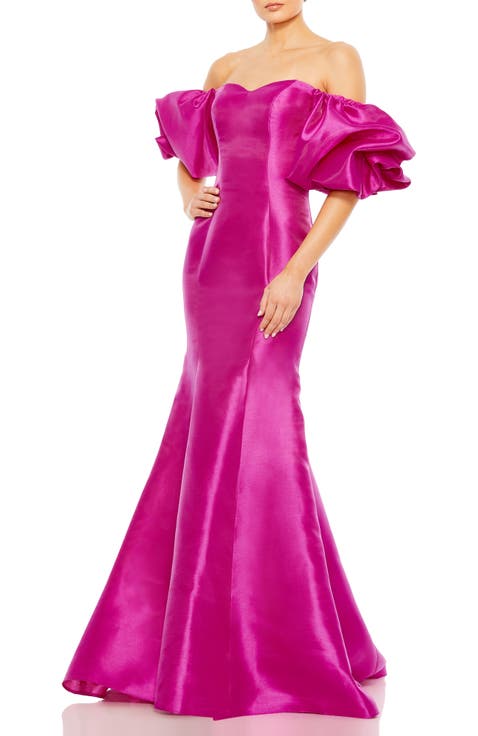 Women's Sweetheart Off The Shoulder Puff Sleeve Gown