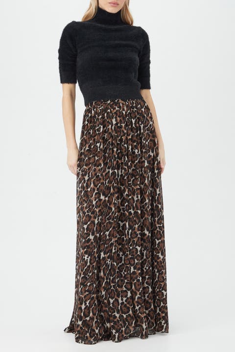 Bersha Leopard Print Maxi Skirt