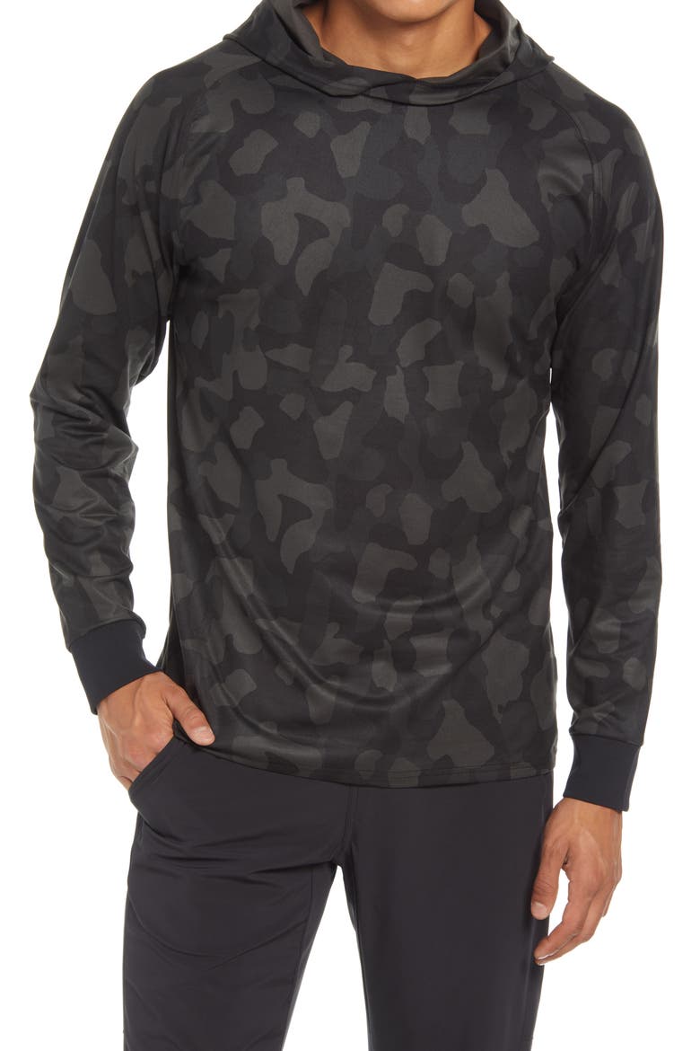 Live In Print Pullover Hoodie, Main, color, BLACK CAMO