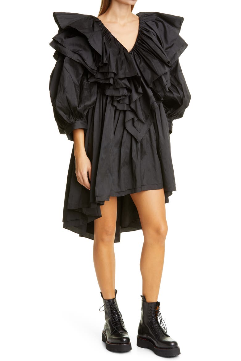 Taffeta Party Dress, Alternate, color, BLACK