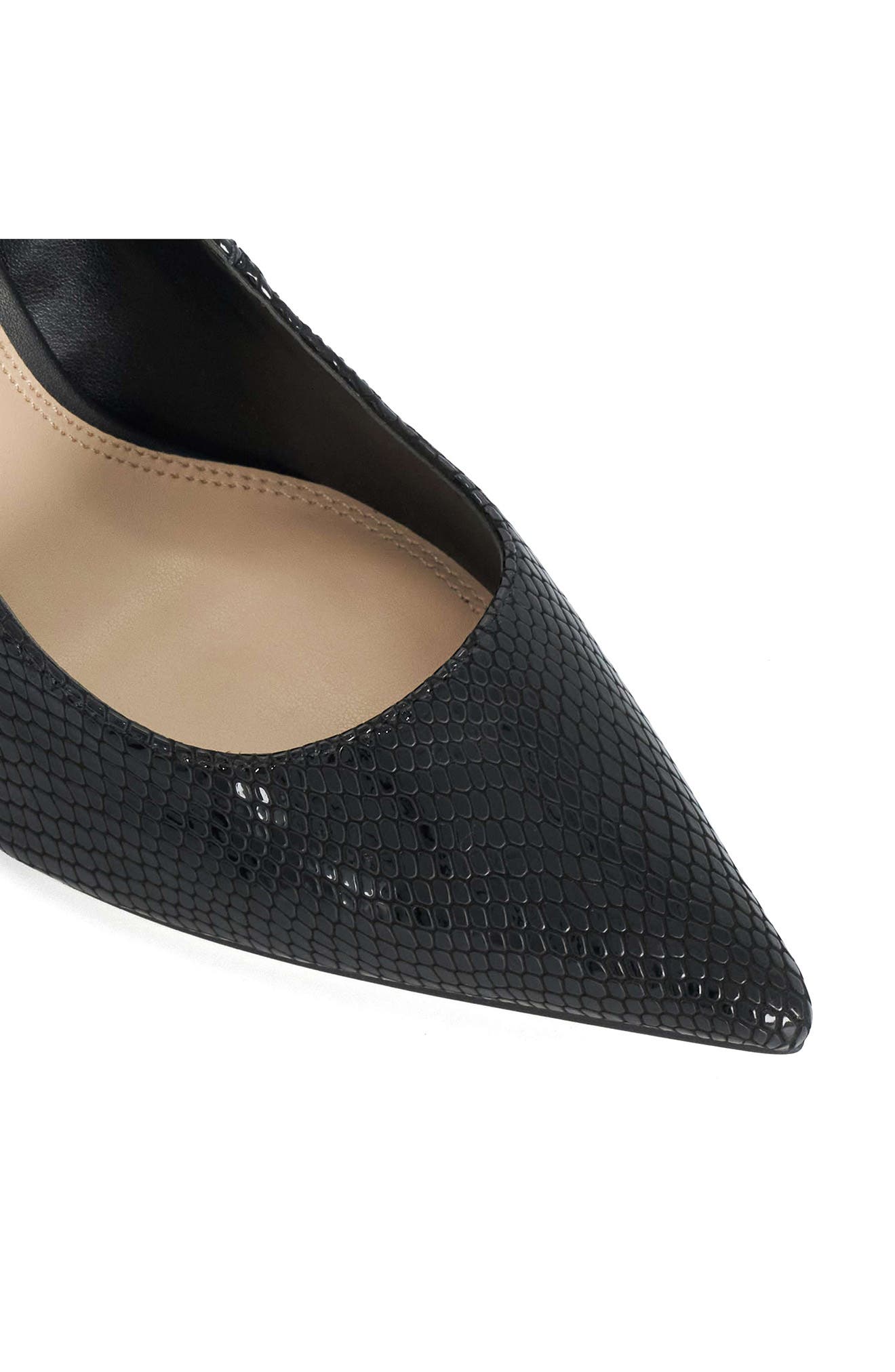 Brinlee Croc Embossed Leather Pump, Alternate, color, BLACK