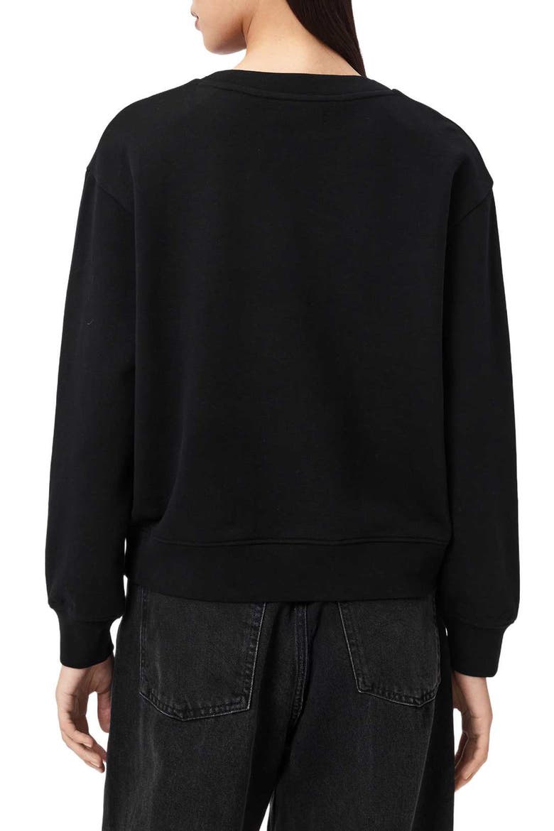 Andrea Pippa Embellished Beaded Heart Sweatshirt, Alternate, color, BLACK