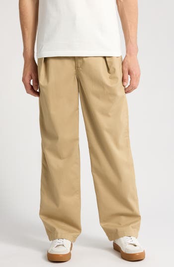 Vans Premium Badlands Pleated Cotton Chinos In Yellow