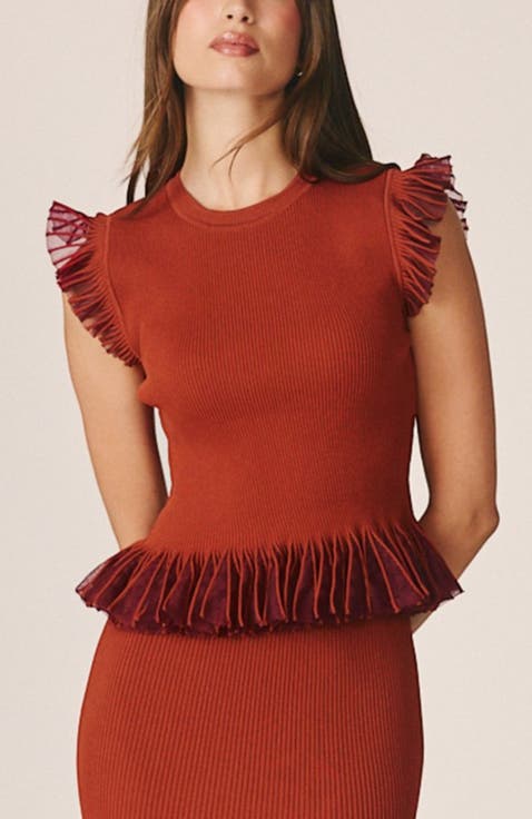 Ribbed Top With Ruffles