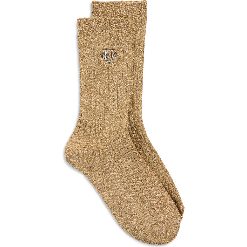 Undercover Logo Embroidered Rib Crew Socks In Brown