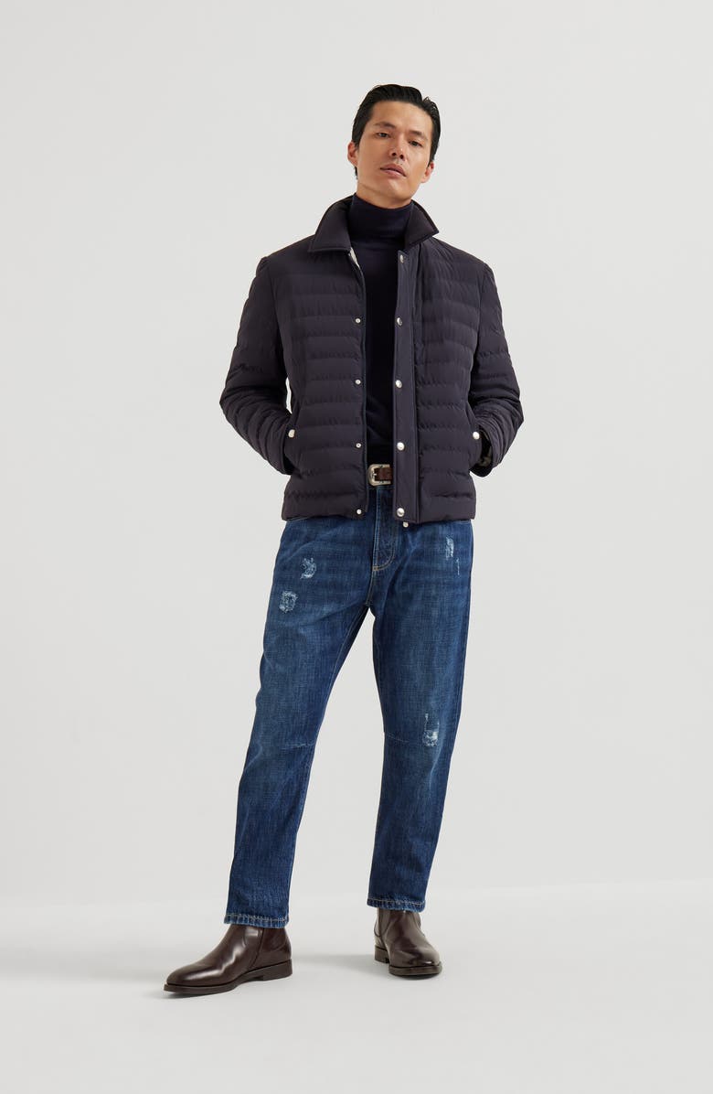 Brunello Cucinelli Taffeta down jacket, Alternate, color, Navy Blue