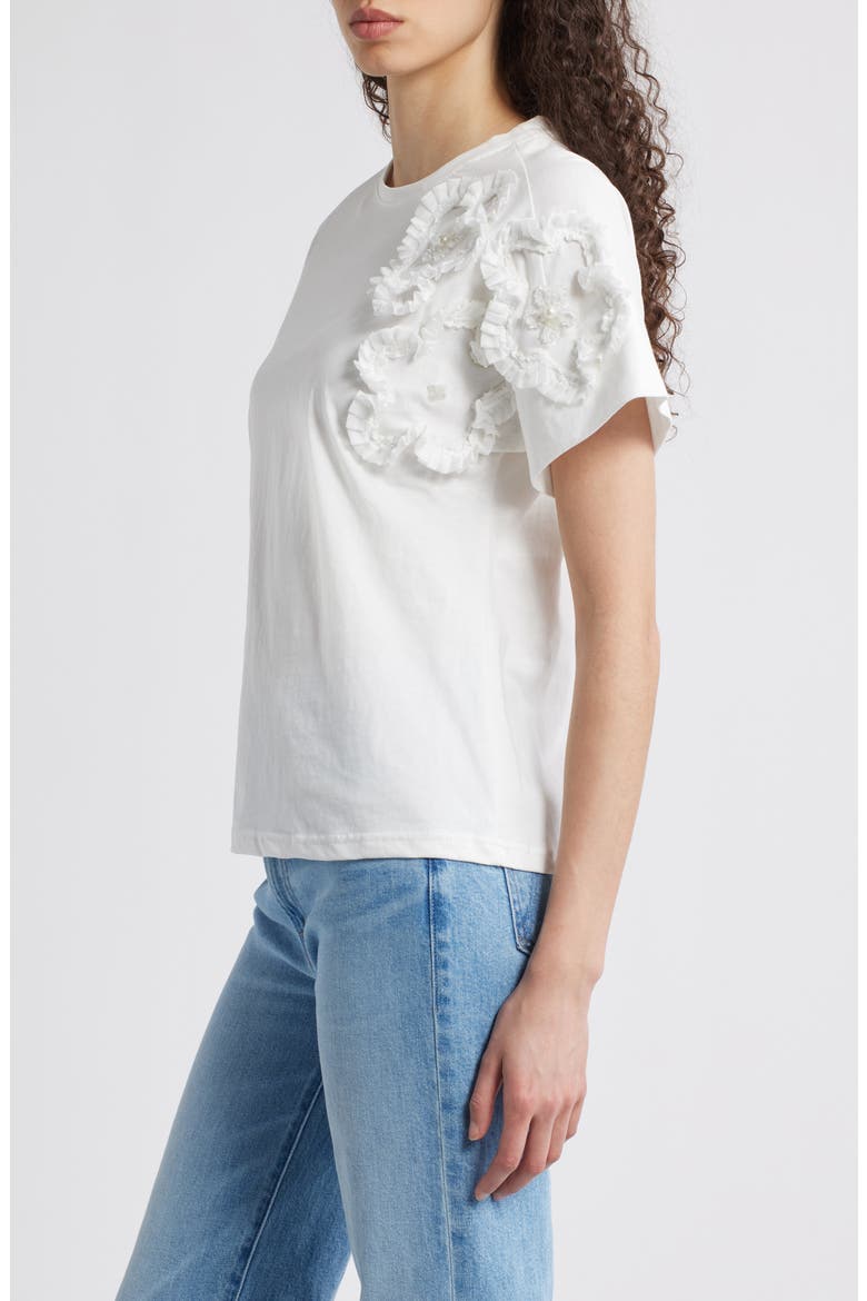 Celine Flower Appliqué Top, Alternate, color, WHITE