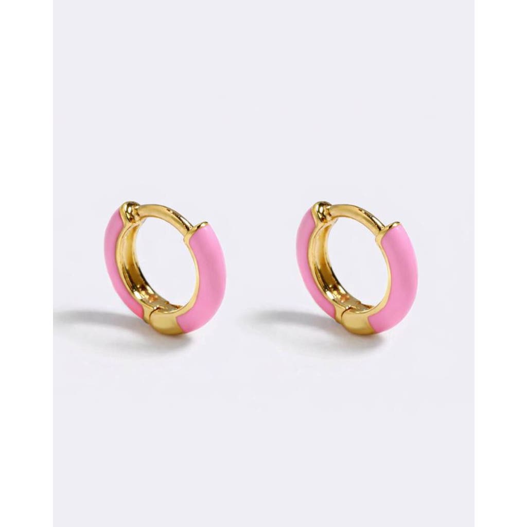 Emma Pills Mini Enamel Huggies In Candy Pink