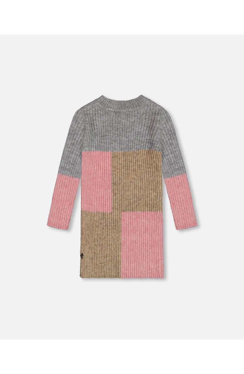 Deux par Deux Little Girl's Colorblock Sweater Dress Gray, Golden And Pink, Alternate, color, 