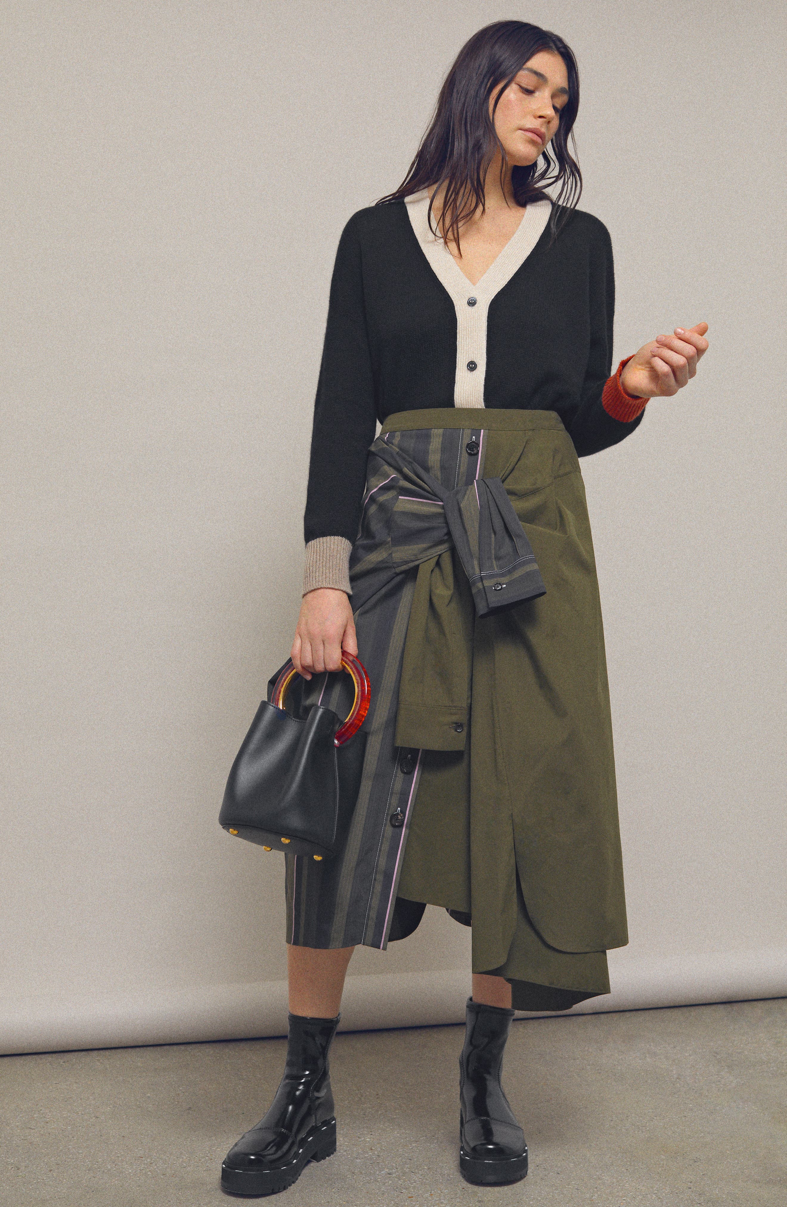 Fendi Zip Patent Combat Boot, Alternate, color, 