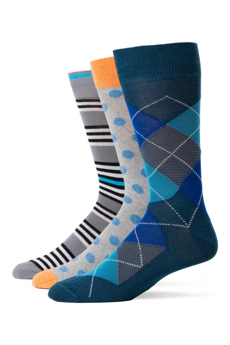 Assorted 3-Pack Crew Socks, Main, color, LIGHT GREY