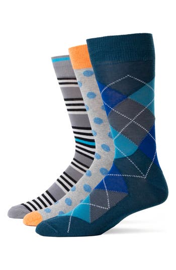 Lorenzo Uomo Assorted 3-pack Crew Socks In Multi