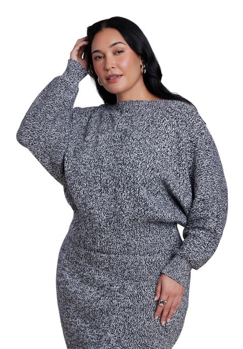Marled Cinched Waist Sweater (plus)