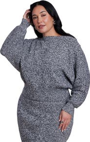 ELOQUII Marled Cinched Waist Sweater (plus)