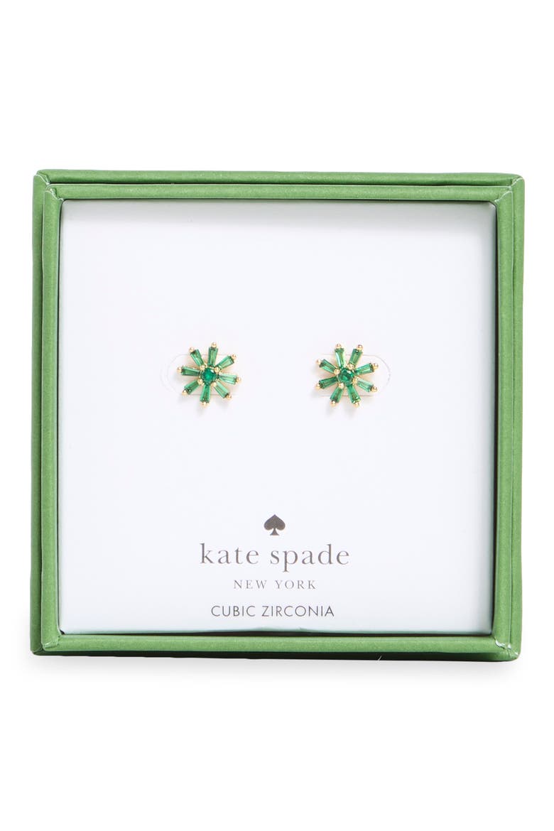 mini flower stud earrings, Main, color, EMERALD/ GOLD